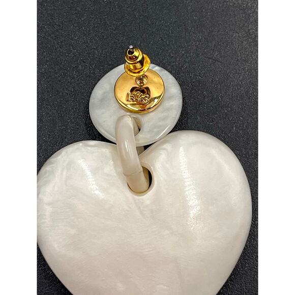 Lele Sadoughi Jewel crystal Stitched Mother of Pearl Acetate Heart Earring *One - Picture 8 of 8